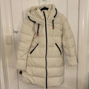 OROLAY Cream Hooded Puffer Coat